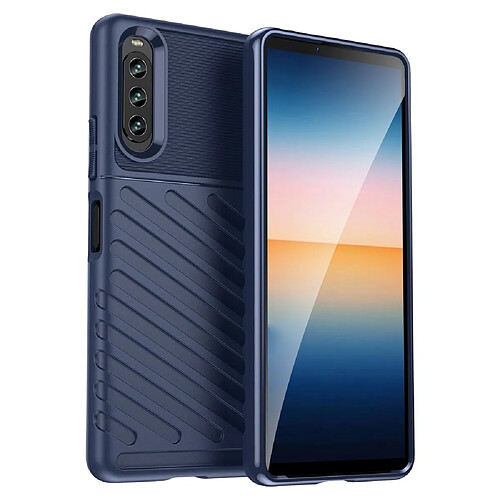 Htdmobiles Coque pour Sony Xperia 10 IV - housse etui silicone gel thunder + film ecran - BLEU FONCE