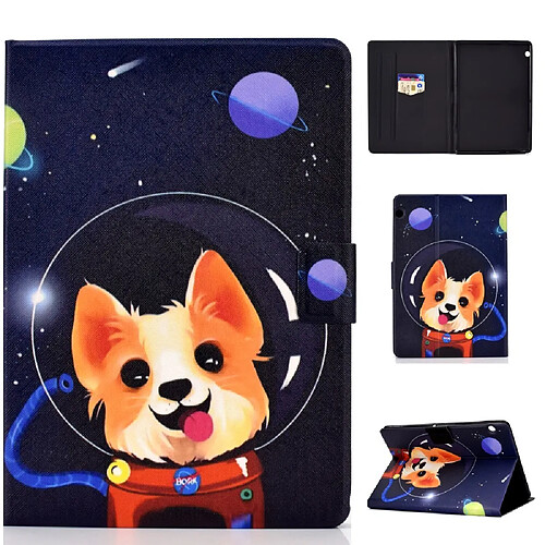 Etui en PU impression de motifs antichoc chien aérospatial avec support et porte-cartes pour votre Huawei MediaPad T3 10