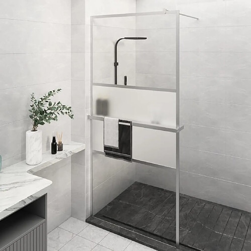 Maison Chic Paroi de douche | Écran de douche | Cloison de douche et étagère Chrome 90x195 cm Verre ESG&Aluminium -GKD28200