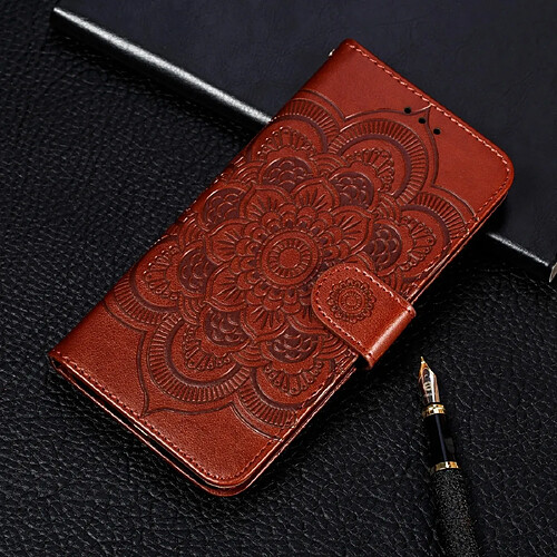 Wewoo Coque Etui à rabat en cuir Mandala avec motif gaufrage pour iPhone 11 Pro support et logements cartes portefeuille et cadre photo et lanière Marron