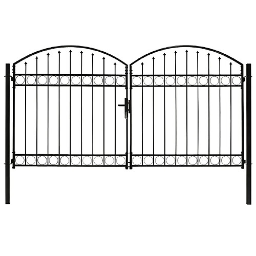 vidaXL Portillon double porte avec dessus arqué Acier 300x175 cm Noir