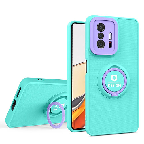 Coque en TPU antichoc avec béquille Vert clair/violet pour votre Xiaomi 11T/11T Pro