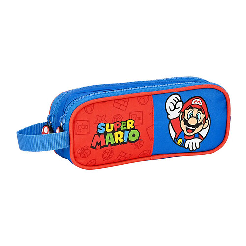 Trousse Fourre-Tout Double Super Mario Rouge Bleu (21 x 8 x 6 cm)