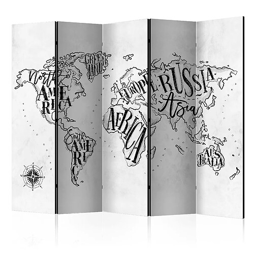 Artgeist Paravent - Retro Continents (Grey) II [Room Dividers] [225x172]