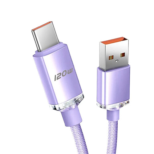 Lot de 2 câbles USB C 6 A violet de 2 m, 120 W, type C, charge rapide