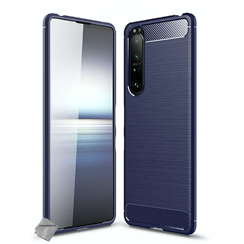 Htdmobiles Coque silicone gel carbone pour Sony Xperia 1 III + verre trempe - BLEU FONCE