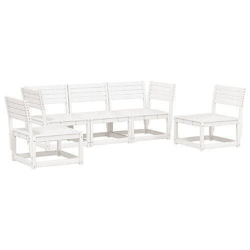 Maison Chic Salon de jardin 5 pcs | Ensemble de Table et chaises | Mobilier d'Extérieur blanc bois massif de pin -GKD85423