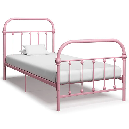 vidaXL Cadre de lit sans matelas rose métal 90x200 cm