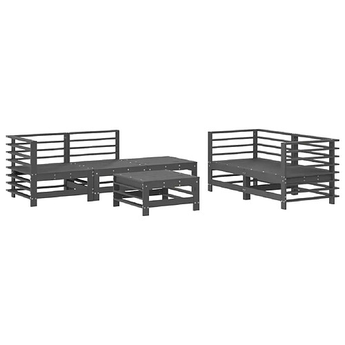 Maison Chic Salon de jardin 6 pcs - Table et chaises d'extérieur - Mobilier/Meubles de jardin Moderne Gris Bois de pin massif -MN91322