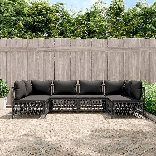 vidaXL Salon de jardin avec coussins 6 pcs anthracite acier