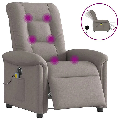 vidaXL Fauteuil de massage inclinable électrique Taupe Tissu