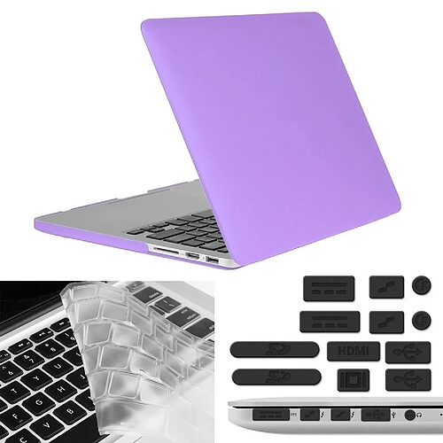 Wewoo Housse Étui Violet pour Macbook Pro Retina 13,3 pouces Chapeau-Prince 3 en 1 givré Hard Shell de protection en plastique avec clavier de et prise de poussière de port