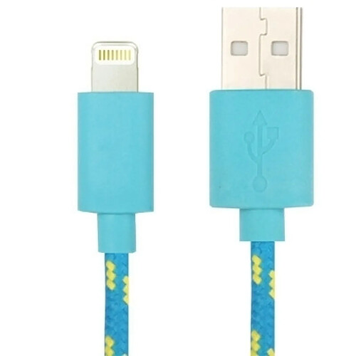 Wewoo Câble bleu pour iPhone 6 et 6 Plus / 5 5S 5C, Longueur de câble: 1 m de charge de transfert de données USB en nylon de 1 m, Style de fabrication en de / recharge de USB