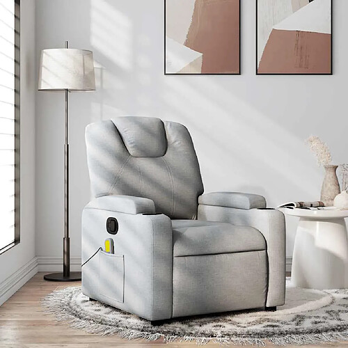 vidaXL Fauteuil de massage inclinable Gris clair Tissu