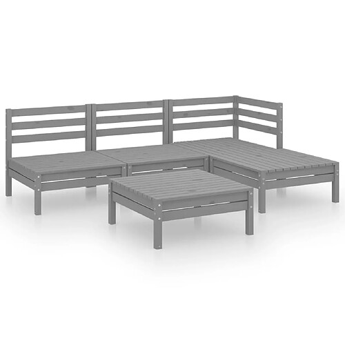 Maison Chic Salon de jardin 5 pcs - Table et chaises d'extérieur - Mobilier/Meubles de jardin Moderne Bois de pin massif Gris -MN11351