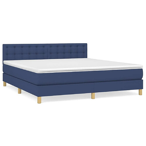 Maison Chic Lit adulte- Lit + matelas,Sommier à lattes de lit avec matelas Bleu 180x200 cm Tissu -GKD36726