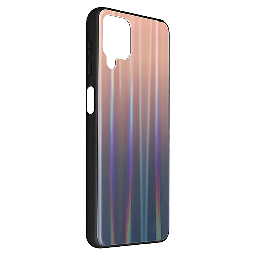 Avizar Coque Samsung Galaxy A12 Bi-matière Holographique Brillant Fine Légère Marron