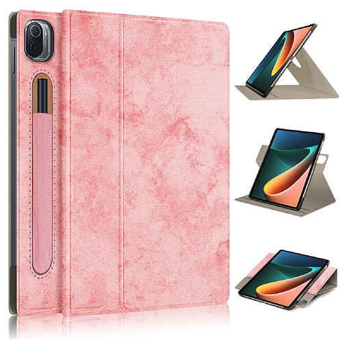 Etui en PU avec support rotatif à 360° rose pour votre Xiaomi Pad 5 Pro