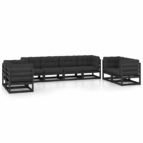 Maison Chic Salon de jardin 8 pcs + coussins - Mobilier/Meubles de jardin - Table et chaises d'extérieur Bois de pin massif -MN54531