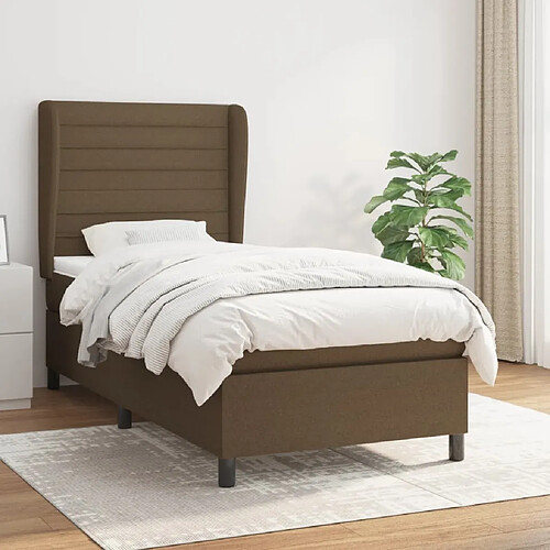 Maison Chic Lit Adulte - Lit simple Lit à sommier tapissier avec matelas moelleux - Meuble de Chambre - Marron foncé 80x200 cm -MN91939