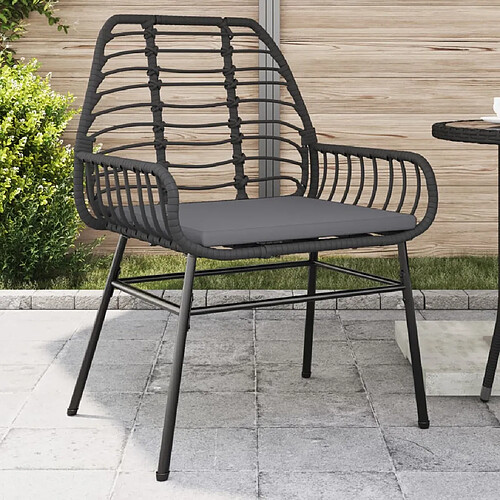 vidaXL Chaises de jardin avec coussins noir - Lot de 2