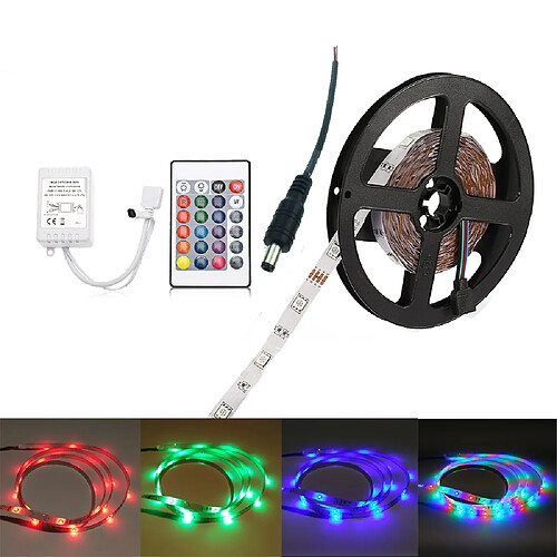 5M 24W RGB SMD2835 LED Strip Light 24 / 44Key Kit de contrôleur IR avec connecteur DC mâle