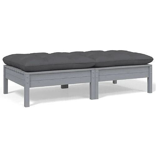 VIDAXL Canapé jardin 2 places - Gris