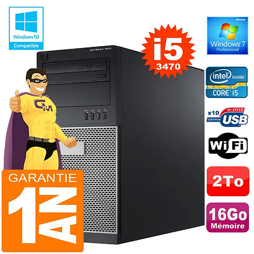 PC Tour DELL 7010 Core I5-3470 Ram 16Go Disque 2 To Graveur DVD Wifi W7 · Occasion