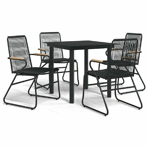 Maison Chic Mobilier à dîner 5 pcs de jardin - Ensemble table et chaises d'extérieur - Salon/Mobilier de jardin classique Noir Rotin PVC -MN78412