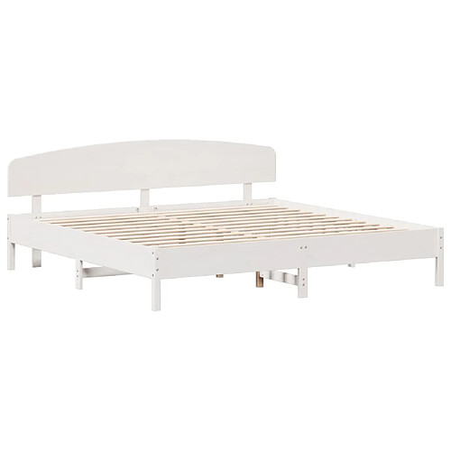 Vidaxl Cadre de lit et tête de lit blanc 200x200 cm bois de pin massif