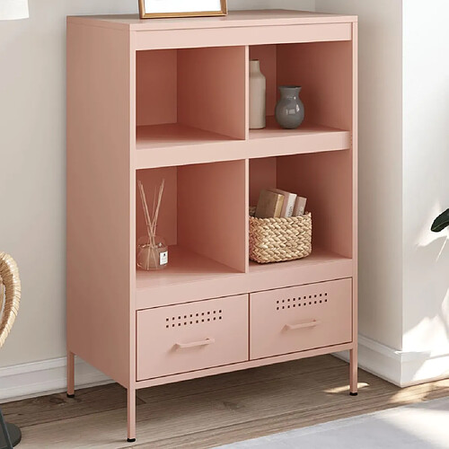 vidaXL Buffet haut rose 68x39x101,5 cm acier