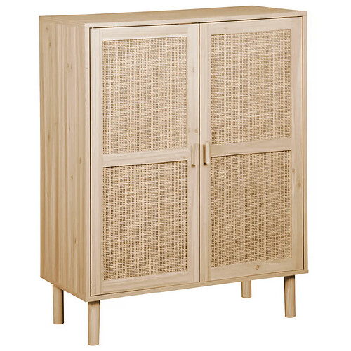 Pegane Armoire basse, placard en décor pin coloris naturel - Longueur 80 x profondeur 40 x hauteur 110 cm