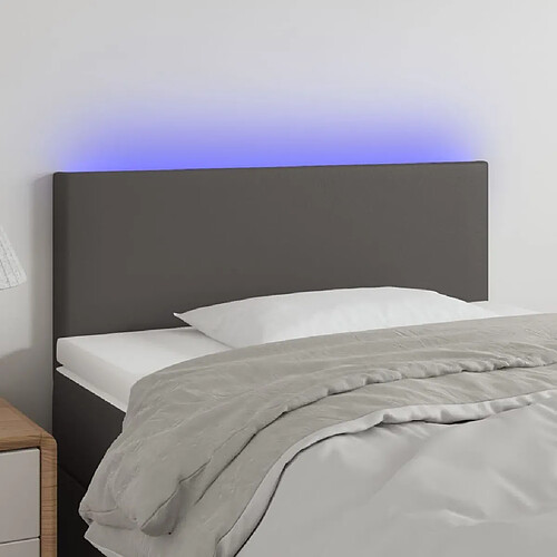 Maison Chic Tête de lit scandinave à LED,meuble de chambre Gris 90x5x78/88 cm Similicuir -MN23595