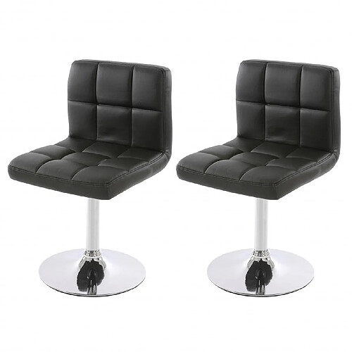 Decoshop26 Lot de 2 chaises fauteuils de salle à manger en synthétique noir CDS04068