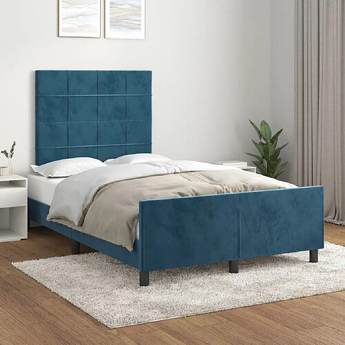 Maison Chic Lit adulte - Cadre Structure de lit avec tête de lit Contemporain Bleu foncé 120x200 cm Velours -MN76480