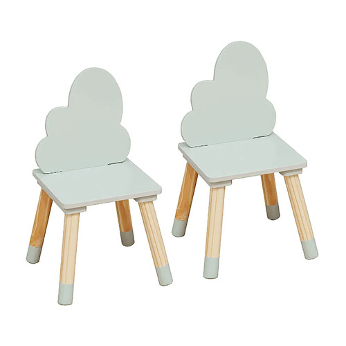 Mobili Rebecca Chaises pour enfants Rebecca Mobili Aspasia 50x25x25 MDF Pin Vert Aqua Marron ENSEMBLE 2 pcs