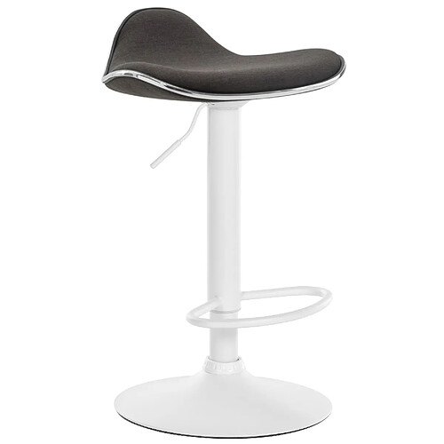 Decoshop26 Tabouret de bar x1 assise ergonomique en tissu gris foncé pied en trompette en métal blanc 10_0005396