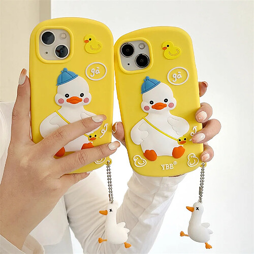 GUPBOO Étui pour iPhone13 mignon sac à dos canard dessin animé étui pour téléphone portable femelle