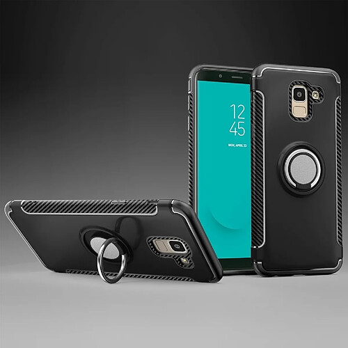 Wewoo Coque Étui de protection magnétique à 360 degrés avec anneau de rotation pour Galaxy J6 2018 noir