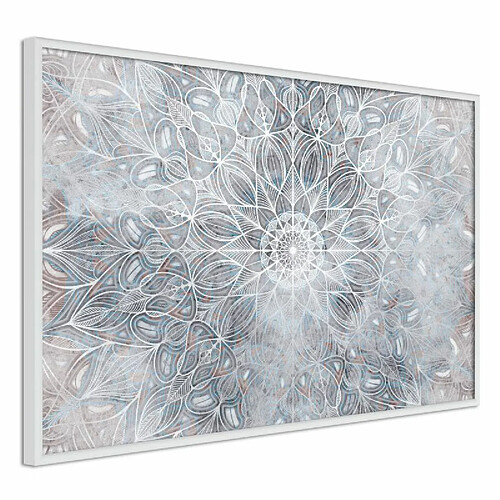 Paris Prix Affiche Murale Encadrée Winter Mandala 45 x 30 cm Blanc