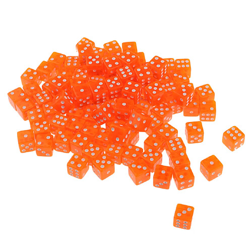 100pcs 6 dés de jeu 15 dés dés pour jeux de société et enseignement des mathématiques orange