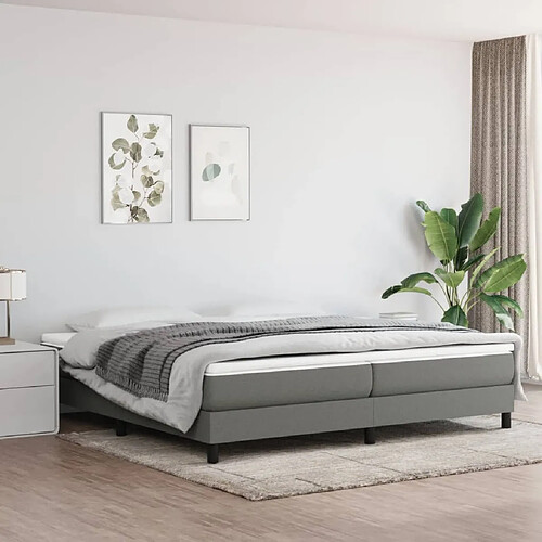 vidaXL Sommier à lattes de lit avec matelas Gris foncé 200x200cm Tissu