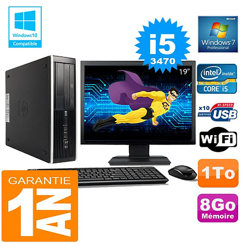 PC HP Compaq 8300 SFF Core I5-3470 Ram 8Go Disque 1 To Wifi W7 Ecran 19" · Occasion