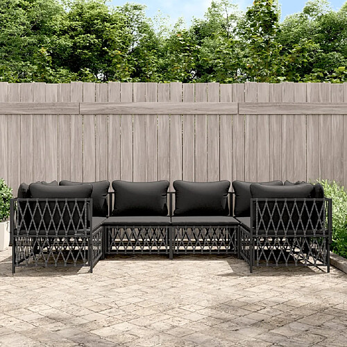 vidaXL Salon de jardin avec coussins 6 pcs anthracite acier