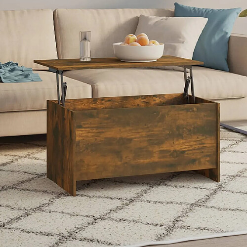 Maison Chic Tabls basse,Table Console pour salon Chêne fumé 102x55,5x52,5 cm Bois d'ingénierie -MN42414