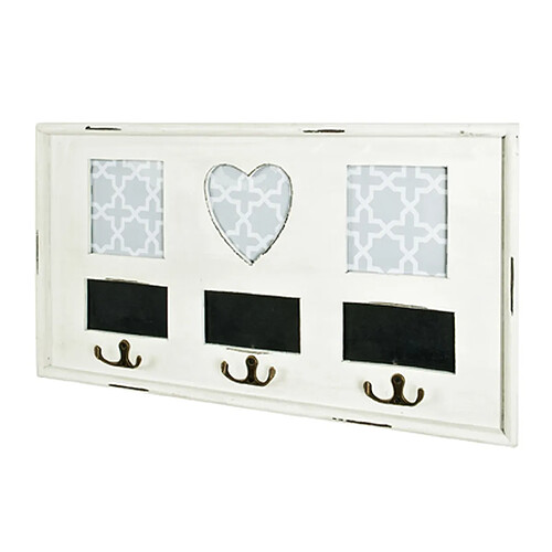 Pegane Garderobe murale coloris blanc antique - Dim : L 49 x P 3 x H 26 cm