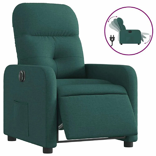 Maison Chic Fauteuil Relax pour salon, Fauteuil inclinable électrique Vert foncé Tissu -GKD71478