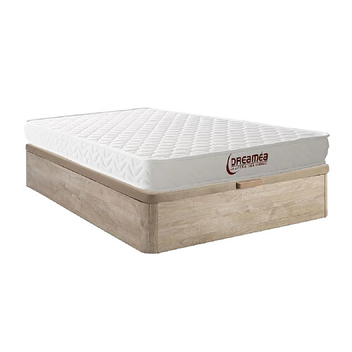 Vente-Unique Ensemble 140 x 190 cm sommier coffre naturel clair + matelas mémoire de forme ép.15cm - PELOPS de DREAMEA