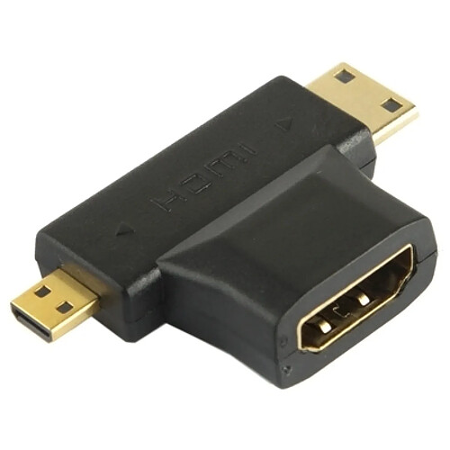 Wewoo Adaptateur noir 3 en 1 HDMI Femelle à Mini HDMI Mâle + Micro HDMI