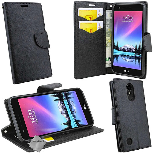 Htdmobiles Housse etui portefeuille pour LG K8 (2017) + film ecran - NOIR / NOIR